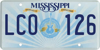 MS license plate LCO126