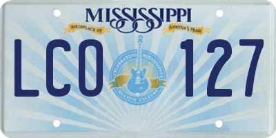 MS license plate LCO127