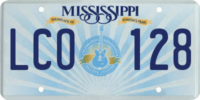 MS license plate LCO128