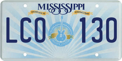 MS license plate LCO130