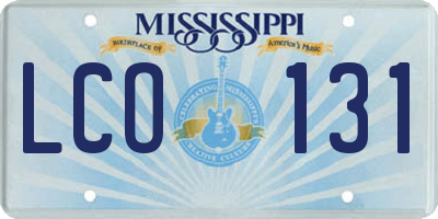 MS license plate LCO131