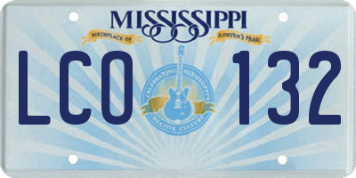 MS license plate LCO132