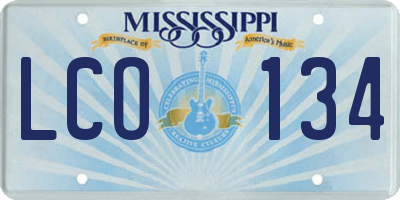 MS license plate LCO134