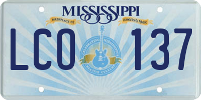 MS license plate LCO137