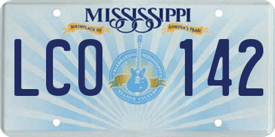 MS license plate LCO142