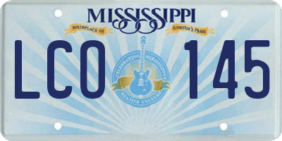 MS license plate LCO145