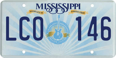 MS license plate LCO146