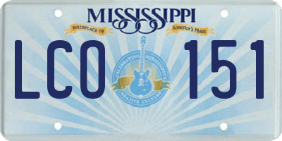 MS license plate LCO151