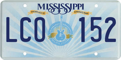 MS license plate LCO152