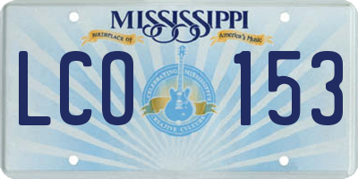 MS license plate LCO153