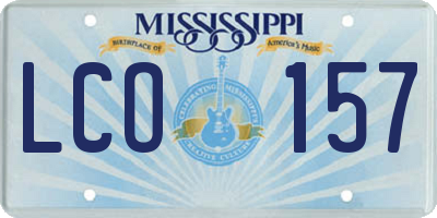 MS license plate LCO157