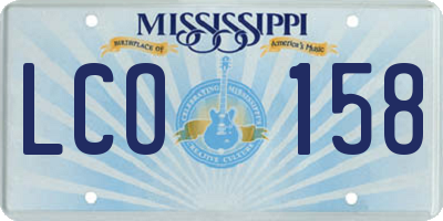 MS license plate LCO158