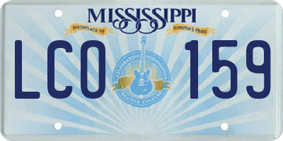 MS license plate LCO159