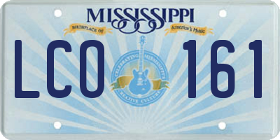 MS license plate LCO161
