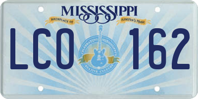 MS license plate LCO162