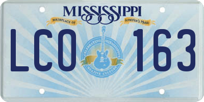MS license plate LCO163