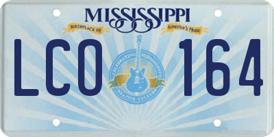 MS license plate LCO164