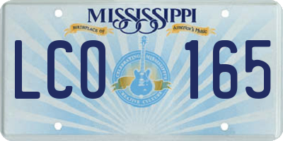 MS license plate LCO165