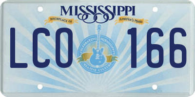 MS license plate LCO166
