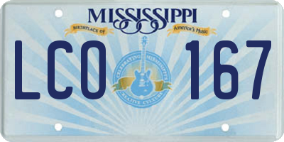 MS license plate LCO167