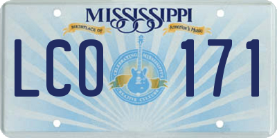 MS license plate LCO171