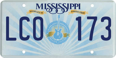 MS license plate LCO173
