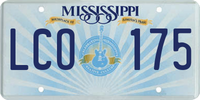 MS license plate LCO175