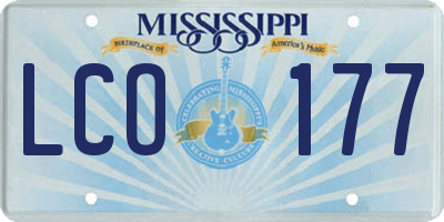 MS license plate LCO177