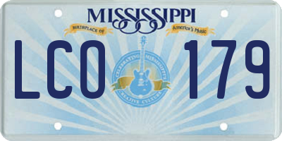 MS license plate LCO179