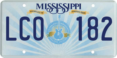 MS license plate LCO182