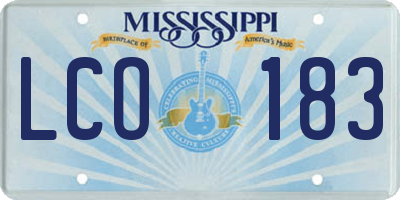 MS license plate LCO183