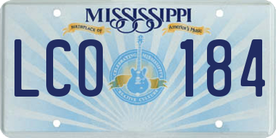 MS license plate LCO184