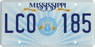 MS license plate LCO185