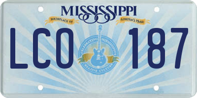 MS license plate LCO187