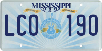 MS license plate LCO190