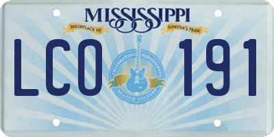 MS license plate LCO191