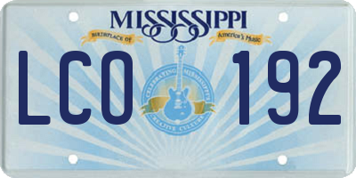 MS license plate LCO192