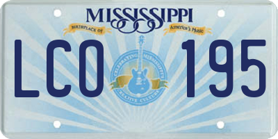 MS license plate LCO195