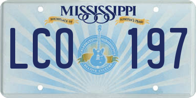 MS license plate LCO197
