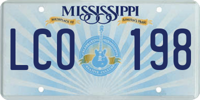 MS license plate LCO198