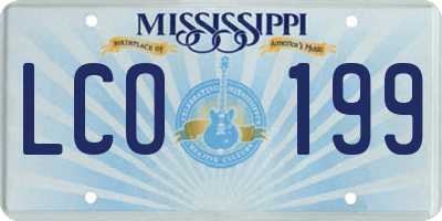 MS license plate LCO199