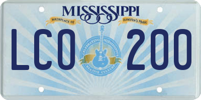 MS license plate LCO200