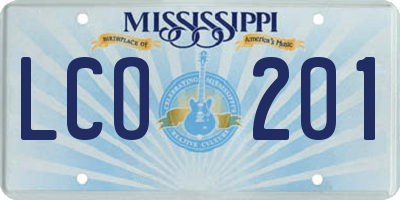 MS license plate LCO201