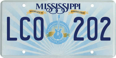 MS license plate LCO202