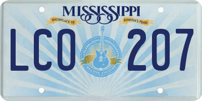 MS license plate LCO207