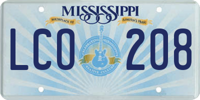 MS license plate LCO208