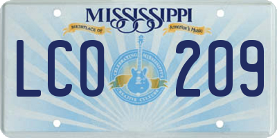 MS license plate LCO209