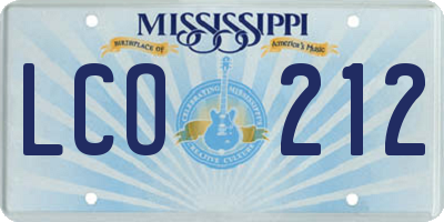 MS license plate LCO212