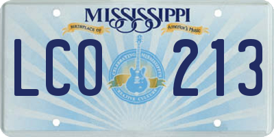 MS license plate LCO213