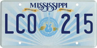 MS license plate LCO215